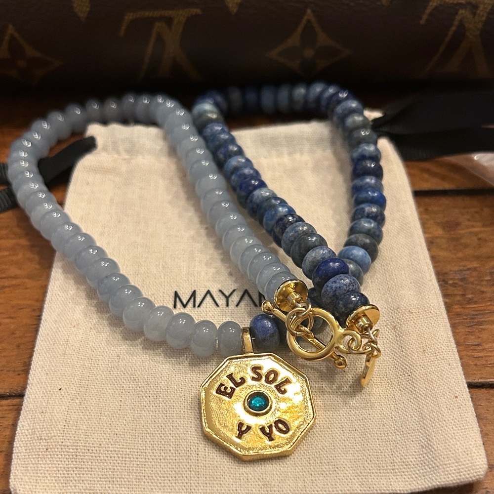 Mayamar‎ El SOL Y YO the Sun and I Lapis Beaded Necklace pendant